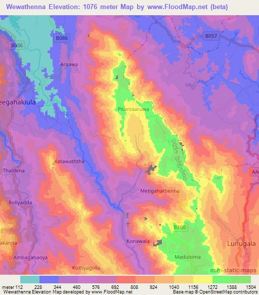 Wewathenna,Sri Lanka Elevation Map