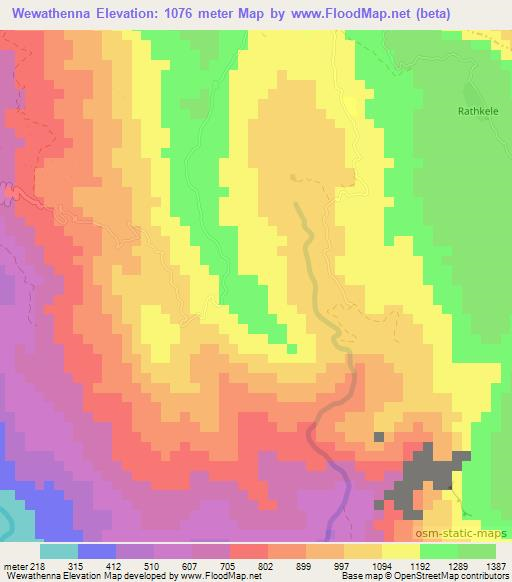 Wewathenna,Sri Lanka Elevation Map