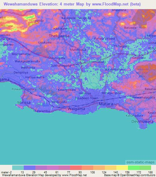 Wewahamanduwa,Sri Lanka Elevation Map