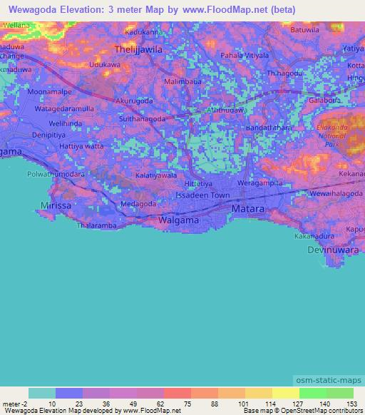 Wewagoda,Sri Lanka Elevation Map