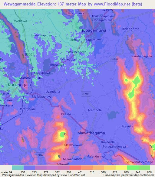 Wewagammedda,Sri Lanka Elevation Map