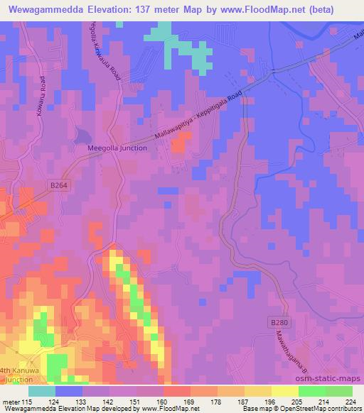 Wewagammedda,Sri Lanka Elevation Map