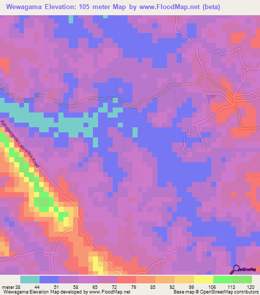 Wewagama,Sri Lanka Elevation Map