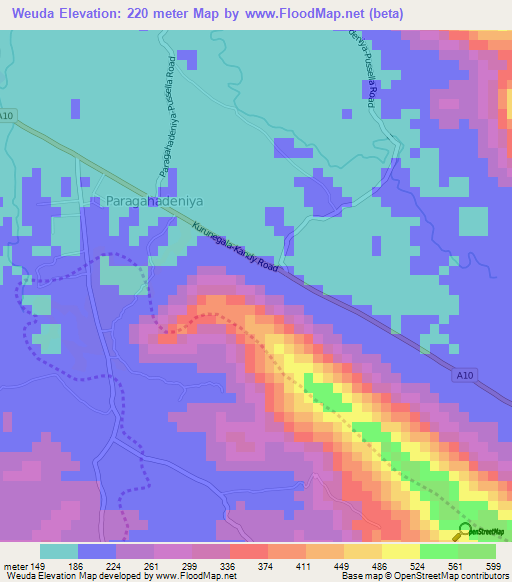 Weuda,Sri Lanka Elevation Map