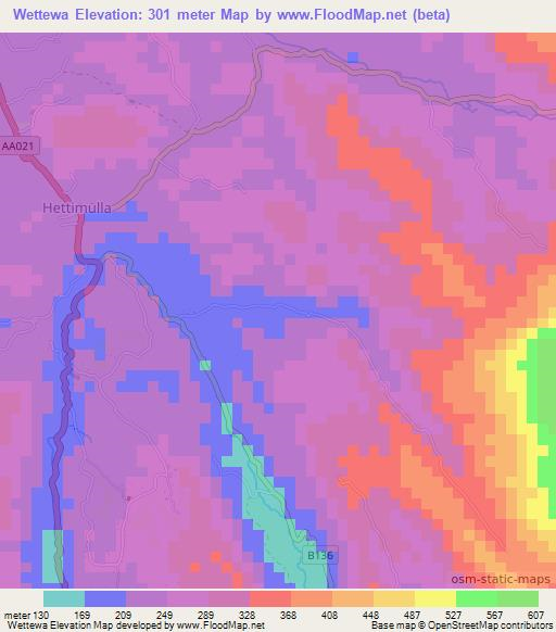 Wettewa,Sri Lanka Elevation Map