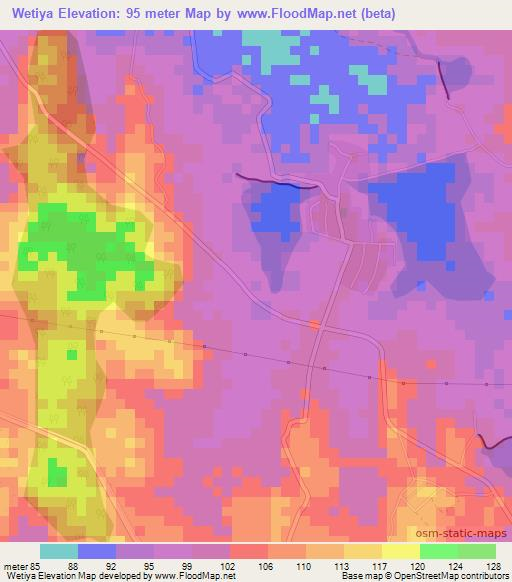 Wetiya,Sri Lanka Elevation Map