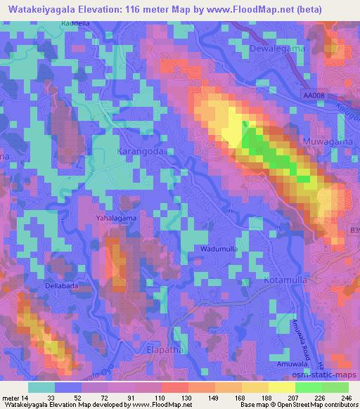 Watakeiyagala,Sri Lanka Elevation Map