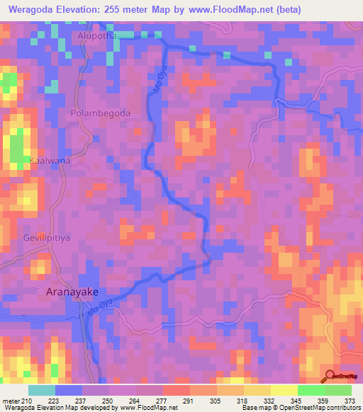 Weragoda,Sri Lanka Elevation Map