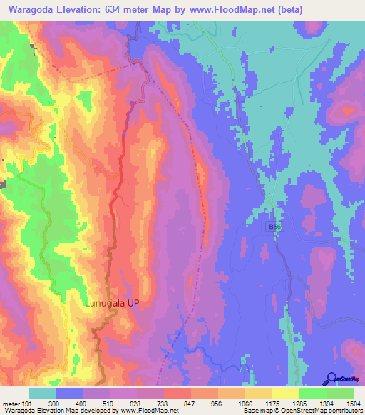 Waragoda,Sri Lanka Elevation Map