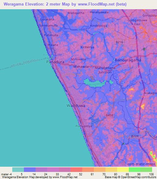 Weragama,Sri Lanka Elevation Map