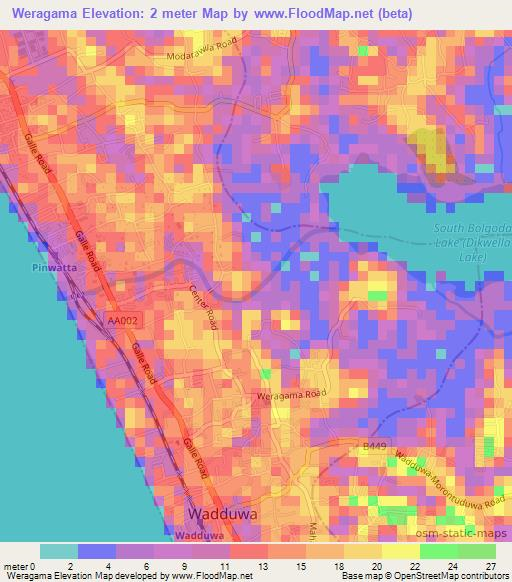 Weragama,Sri Lanka Elevation Map