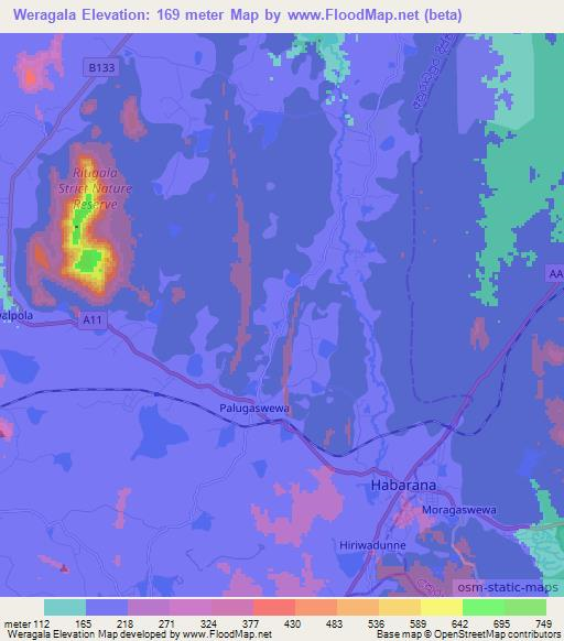 Weragala,Sri Lanka Elevation Map