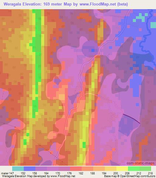 Weragala,Sri Lanka Elevation Map