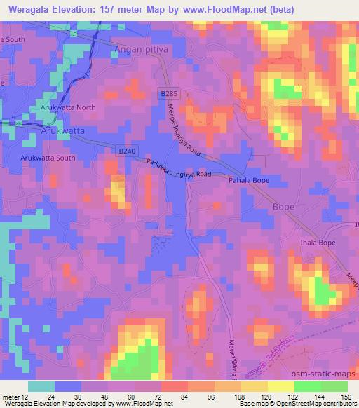 Weragala,Sri Lanka Elevation Map