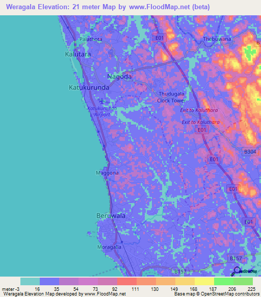 Weragala,Sri Lanka Elevation Map