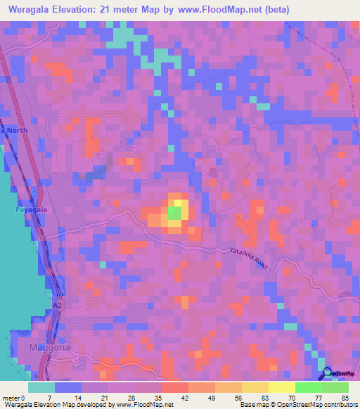 Weragala,Sri Lanka Elevation Map