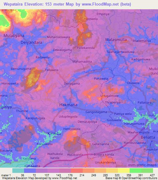Wepataira,Sri Lanka Elevation Map