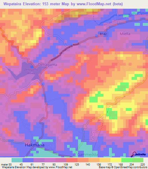 Wepataira,Sri Lanka Elevation Map