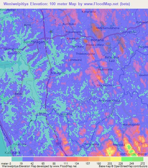 Weniwelpitiya,Sri Lanka Elevation Map