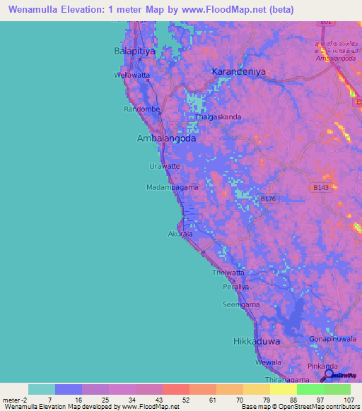 Wenamulla,Sri Lanka Elevation Map
