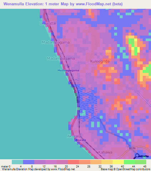 Wenamulla,Sri Lanka Elevation Map