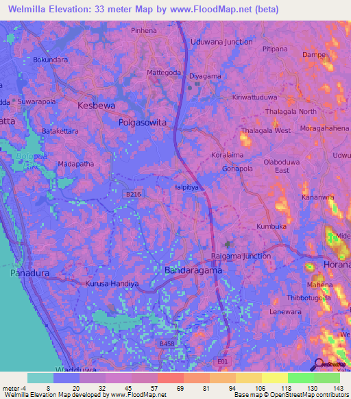 Welmilla,Sri Lanka Elevation Map