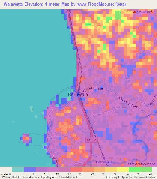 Walawatta,Sri Lanka Elevation Map