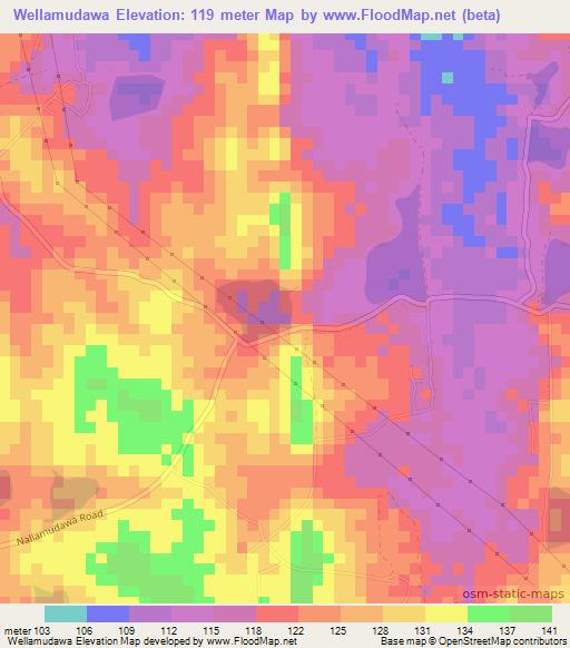 Wellamudawa,Sri Lanka Elevation Map