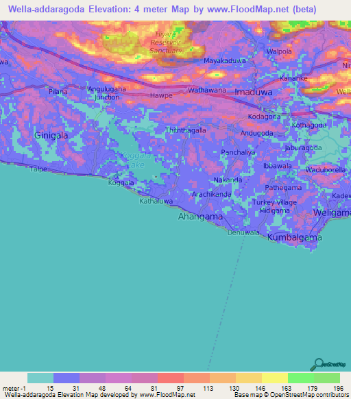 Wella-addaragoda,Sri Lanka Elevation Map