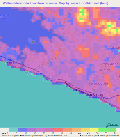 Wella-addaragoda,Sri Lanka Elevation Map