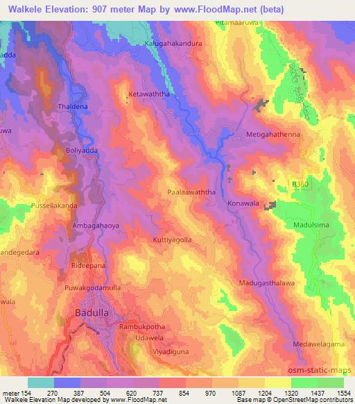 Walkele,Sri Lanka Elevation Map