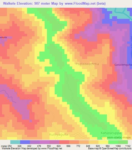 Walkele,Sri Lanka Elevation Map