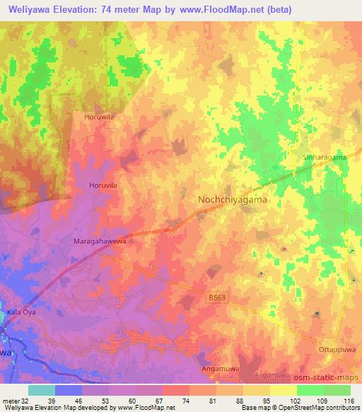 Weliyawa,Sri Lanka Elevation Map