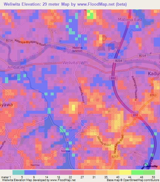 Weliwita,Sri Lanka Elevation Map
