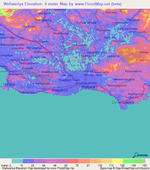 Weliweriya,Sri Lanka Elevation Map