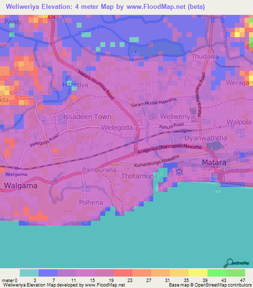 Weliweriya,Sri Lanka Elevation Map