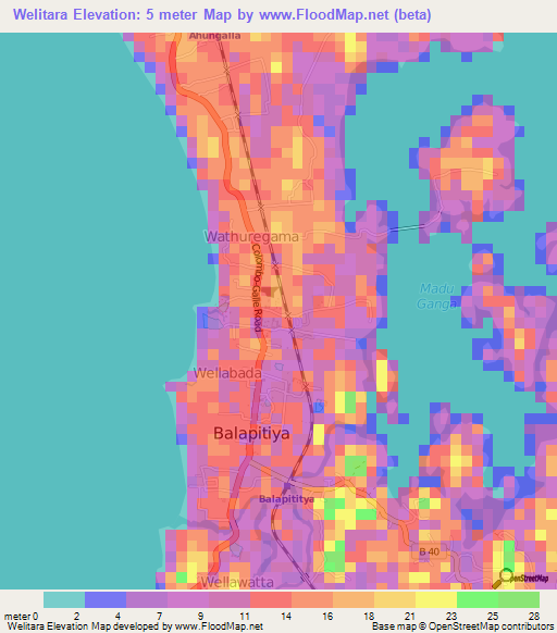 Welitara,Sri Lanka Elevation Map