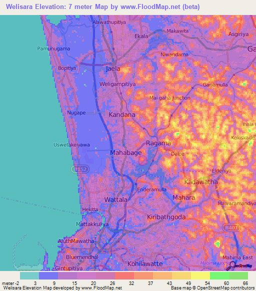 Welisara,Sri Lanka Elevation Map