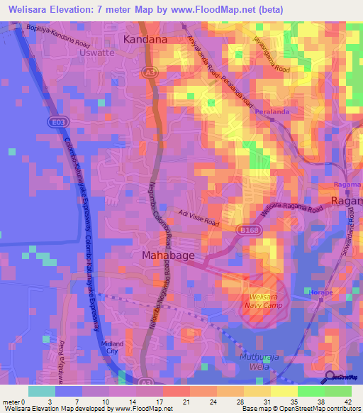 Welisara,Sri Lanka Elevation Map