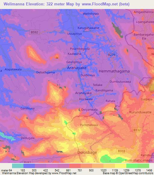 Welimanna,Sri Lanka Elevation Map