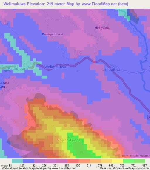 Welimaluwa,Sri Lanka Elevation Map