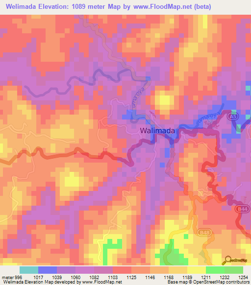 Welimada,Sri Lanka Elevation Map