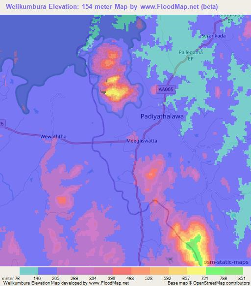 Welikumbura,Sri Lanka Elevation Map