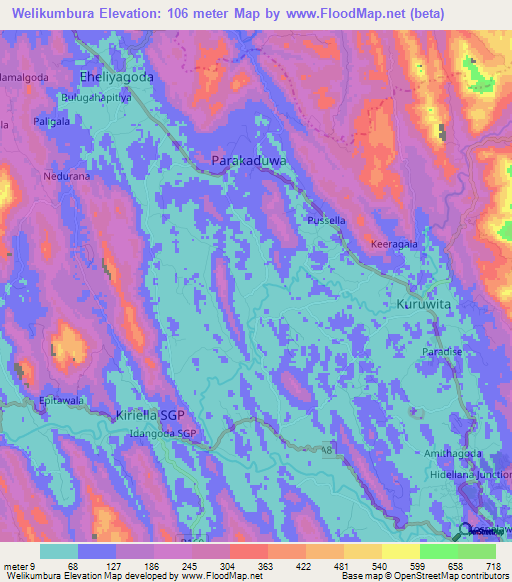 Welikumbura,Sri Lanka Elevation Map
