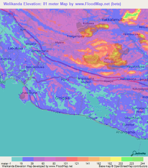 Welikanda,Sri Lanka Elevation Map