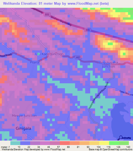 Welikanda,Sri Lanka Elevation Map