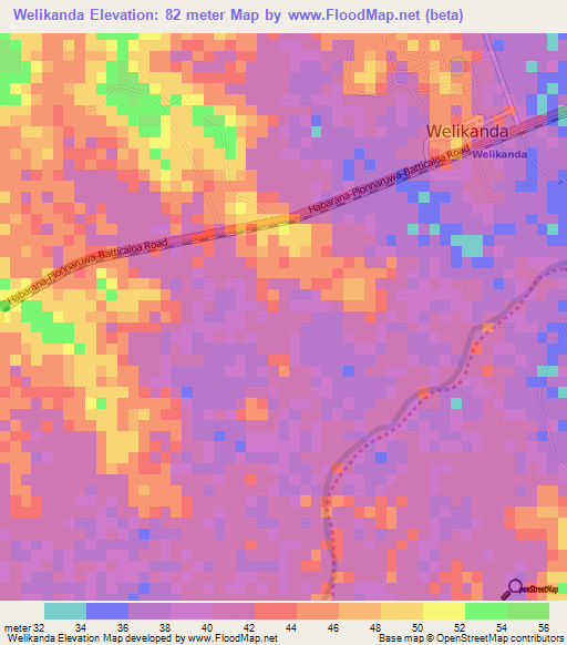 Welikanda,Sri Lanka Elevation Map