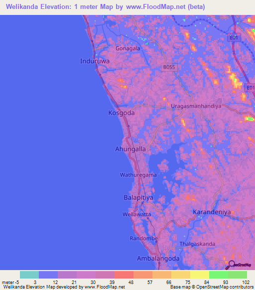 Welikanda,Sri Lanka Elevation Map