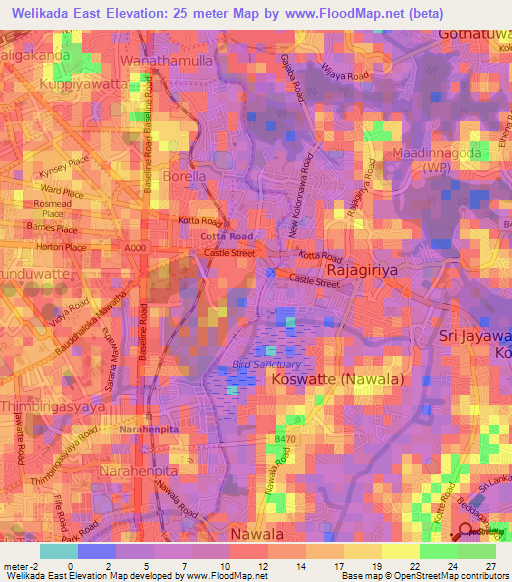 Welikada East,Sri Lanka Elevation Map