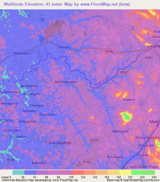 Welihinda,Sri Lanka Elevation Map